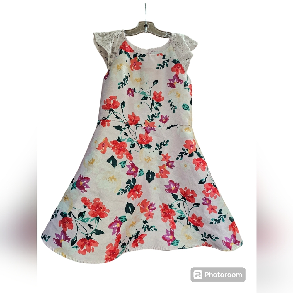 Children's place floral dress with ruffle lace sleeves